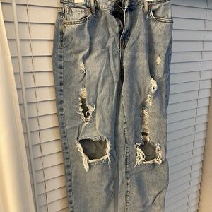 Forever 21 Light Blue Distressed Boyfriend Jeans